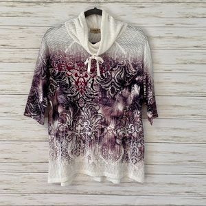 One World Live & Let Live Cowlneck Semi Sheer Top